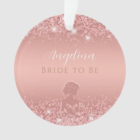 Elegante Roze Gouden Luxe Glans Bruidsmeisjesfeest Ornament (voorkant)