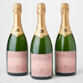 Elegante Roze Gouden Luxe Glans Bruidsmeisjesfeest Sparkling Wijnetiket (Flessen)