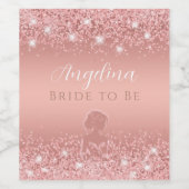 Elegante Roze Gouden Luxe Glans Bruidsmeisjesfeest Wijn Etiket (Enkel label)