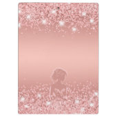 Elegante Roze Gouden Luxe Glans Bruidsmeisjeshower Klembord (Achterkant)