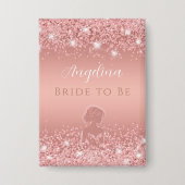 Elegante Roze Gouden Luxe Glans Bruiloft  Button (Voorkant)