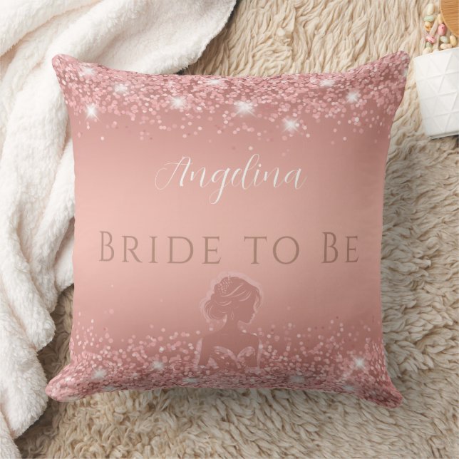 Elegante Roze Gouden Luxe Glans Bruiloftfeest Kussen (Deken)