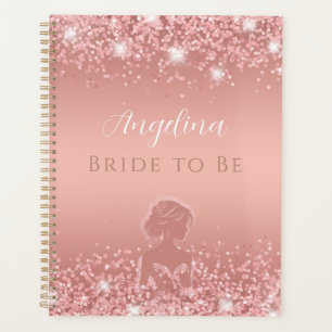Elegante Roze Gouden Luxe Glans Bruiloftfeest Planner