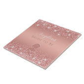 Elegante Roze Gouden Luxe Glans Bruiloftsshowers Tegeltje (Zijkant)