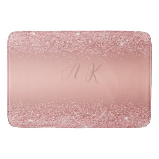 Elegante Roze Gouden Luxe Glans Monogram Badmat