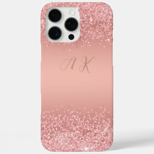 Elegante Roze Gouden Luxe Glans Monogram  Case-Mate iPhone Case (Achterkant)