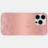 Elegante Roze Gouden Luxe Glans Monogram  Case-Mate iPhone Case (Achterkant (horizontaal))