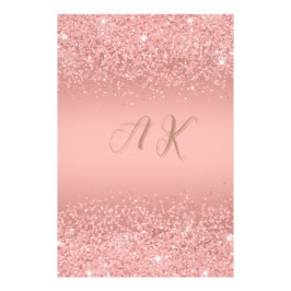 Elegante Roze Gouden Luxe Glans Monogram Foto Afdruk