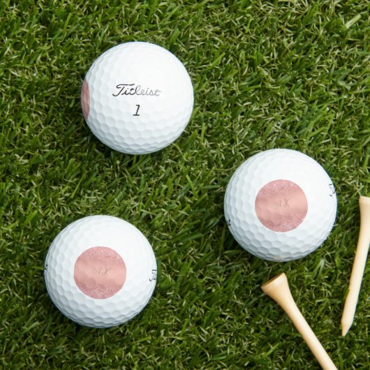 Elegante Roze Gouden Luxe Glans Monogram Golfballen (Insitu Gras)