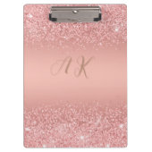 Elegante Roze Gouden Luxe Glans Monogram Klembord (Voorkant)