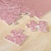 Elegante Roze Gouden Luxe Glans Monogram Legpuzzel (Zijkant)