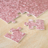 Elegante Roze Gouden Luxe Glans Monogram Legpuzzel (Zijkant)