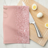 Elegante Roze Gouden Luxe Glans Monogram Theedoek (Quarter Fold)