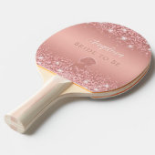 Elegante Roze Gouden Luxe Glitter Bruiloftsfeest Tafeltennisbatje (Voorkant Gekanteld)