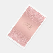 Elegante Roze Gouden Luxe Schitterende Monogram Servet (Hoek)