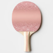 Elegante Roze Gouden Luxe Schitterende Monogram Tafeltennisbatje (Achterkant)
