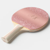 Elegante Roze Gouden Luxe Schitterende Monogram Tafeltennisbatje (Voorkant Gekanteld)