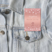 Elegante Roze Gouden Luxe Shimmer Bruiloftsshower  Button (Insitu)