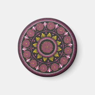 Elegante Roze Gouden Mandala, Boho Zen Dot Art Flo Magneet