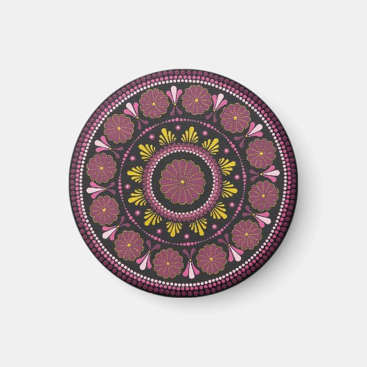 Elegante Roze Gouden Mandala, Boho Zen Dot Art Flo Magneet (Voorkant)