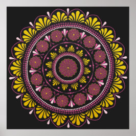 Elegante Roze Gouden Mandala, Boho Zen Dot Art Flo Poster
