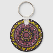 Elegante Roze Gouden Mandala, Boho Zen Dot Art Flo Sleutelhanger (Achterkant)