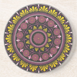 Elegante Roze Gouden Mandala, Boho Zen Dot Art Flo Zandsteen Onderzetter