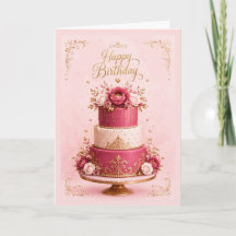Elegante roze & gouden meerlagige verjaardagstaart