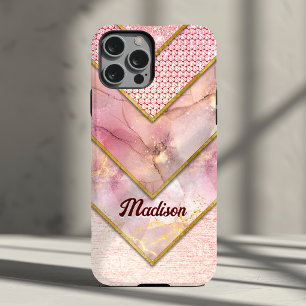 Elegante roze gouden meisjesachtige geometrische iPhone 15 case