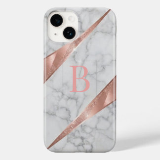 Elegante Roze Gouden Metalen Geometrische Witte Ma Case-Mate iPhone 14 Hoesje