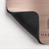 Elegante Roze Gouden Metallic Monogram Naam Muismat (Hoek)