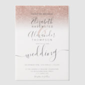 Elegante Roze Gouden Moderne Chic Trouwdag Vellum Uitnodigingen (Voorkant)