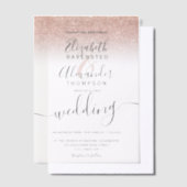 Elegante Roze Gouden Moderne Chic Trouwdag Vellum Uitnodigingen (Offset)