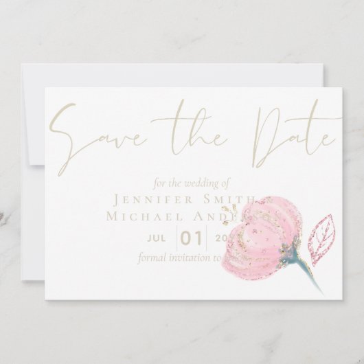 Elegante Roze Gouden Moderne Trouw Bruiloft (Voorkant)