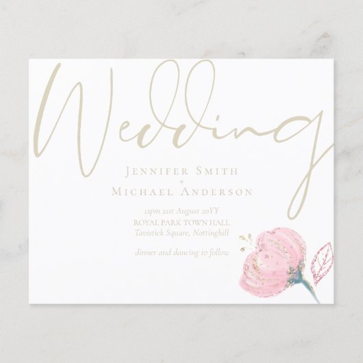 Elegante Roze Gouden Moderne Trouw Bruiloft Glans (Voorkant)