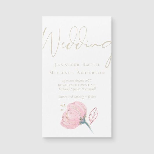 Elegante Roze Gouden Moderne Trouw Bruiloft Glans (Voorkant)