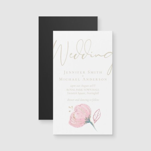 Elegante Roze Gouden Moderne Trouw Bruiloft Glans (Voorkant / Achterkant)