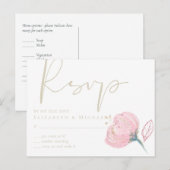 Elegante Roze Gouden Moderne Trouw Bruiloft Glans Briefkaart (Voorkant / Achterkant)