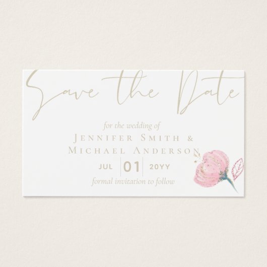 Elegante Roze Gouden Moderne Trouw Bruiloft Glans Visitekaartje (Voorkant)