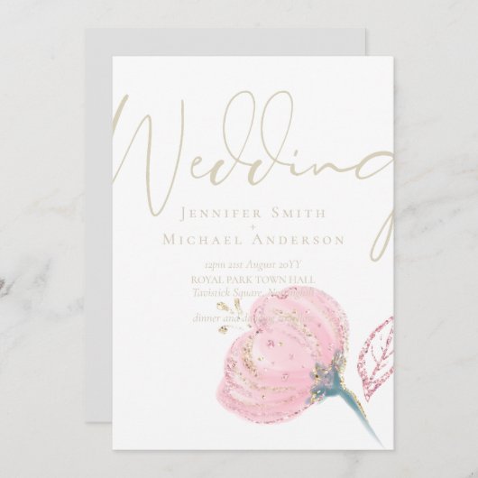 Elegante Roze Gouden Moderne Trouw Bruiloftssparke (Voorkant / Achterkant)