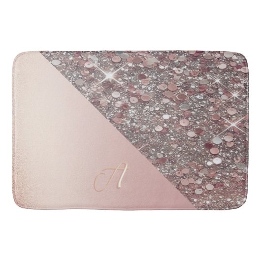 Elegante Roze Gouden Monogram Badmat (Voorkant)