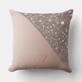 Elegante Roze Gouden Monogram Buitenkussen