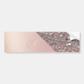 Elegante Roze Gouden Monogram Bumpersticker (Voorkant)