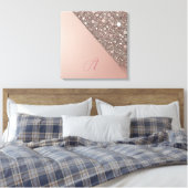 Elegante Roze Gouden Monogram Canvas Afdruk (Insitu (Slaapkamer))