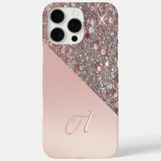Elegante Roze Gouden Monogram Case-Mate iPhone Case (Achterkant)