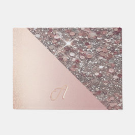 Elegante Roze Gouden Monogram Deurmat