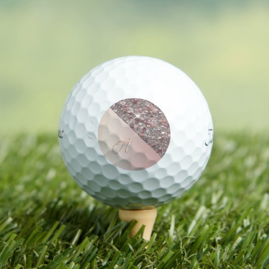 Elegante Roze Gouden Monogram Golfballen (Insitu Shirt)