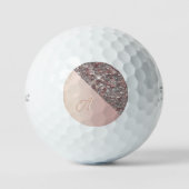 Elegante Roze Gouden Monogram Golfballen (Voorkant)