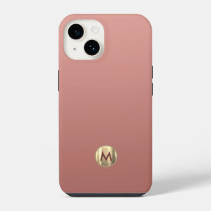 Elegante Roze Gouden Monogram iPhone 14 Hoesje