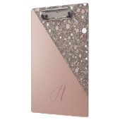 Elegante Roze Gouden Monogram Klembord (Links)